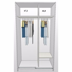 120 cm Garderobe med 2 skyvedører.