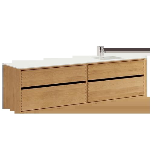 200 cm Just Wood Original baderomsmøbel med 4 skuffer og Solid Surface bordplate - Høyre