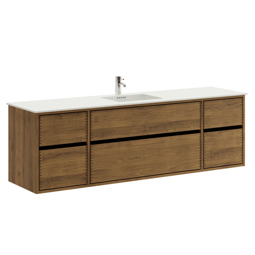 180 cm Mørkeoljet Just Wood Original baderomsmøbel med 6 skuffer