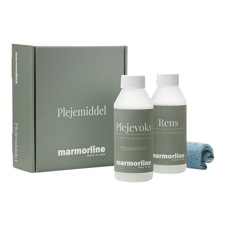 Marmorline for matte overflater med voks, rensemiddel og fiberklut
