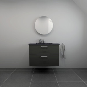 Baderomssett B: 82 cm sort Granitex vask<br> Velg mellom flere fronter
