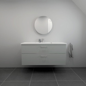 Badesett B: 122 cm med hvit marmorvask<br> Velg mellom flere fronter