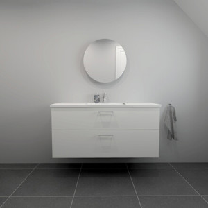 Badesett B: 122 cm med hvit marmorvask<br> Velg mellom flere fronter