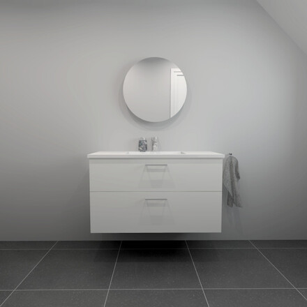 Baderomssett B: 102 cm hvit marmorvask<br> Velg mellom flere fronter