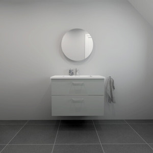 Badesett B: 82 cm med hvit marmorvask<br> Velg mellom flere fronter
