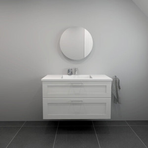 Baderomssett B: 102 cm hvit marmorvask<br> Velg mellom flere fronter
