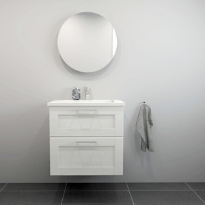 Badesett B: 62 cm med hvit marmorvask<br> Velg mellom flere fronter
