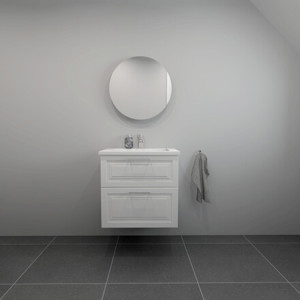 Badesett B: 62 cm med hvit marmorvask<br> Velg mellom flere fronter