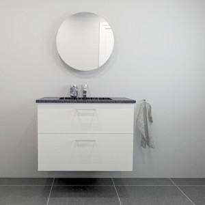 Baderomssett B: 82 cm sort Granitex vask<br> Velg mellom flere fronter