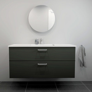 Badesett B: 122 cm med hvit marmorvask<br> Velg mellom flere fronter