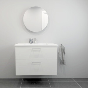 Badesett B: 82 cm med hvit marmorvask<br> Velg mellom flere fronter