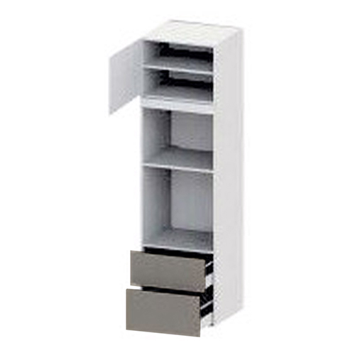 Højskab, t/ovn og micro, 444mm låge, blændstykke 64mm, 2 skuffer H:252/316mm, hul: 496/592mm. H:2144 B:600 D:580