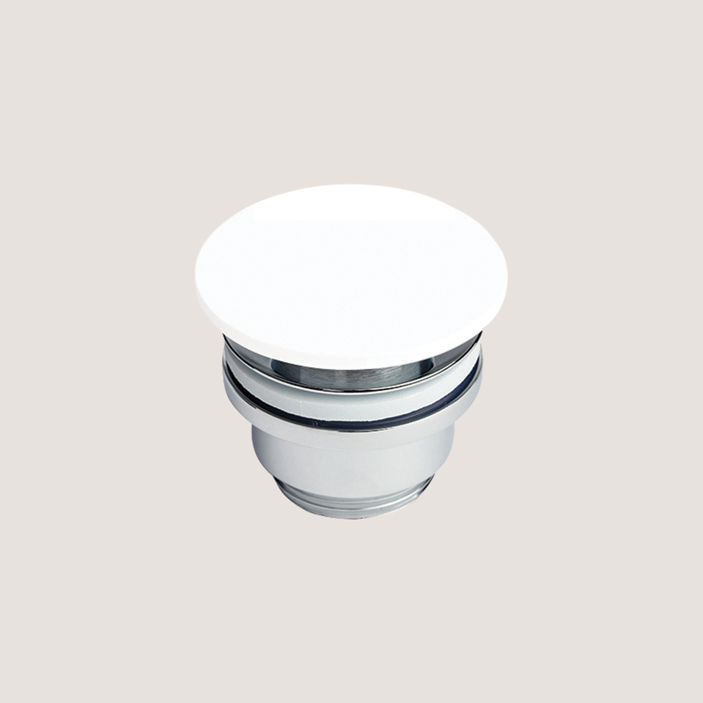 Bunnventil for Solid Surface badekarbordplate - farge Arctic White